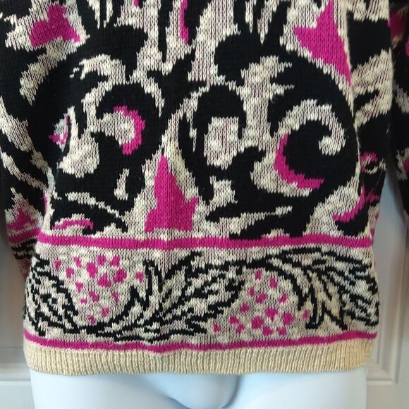 Rainbow Ridge black magenta and cream crew neck sweater - Picture 3 of 8